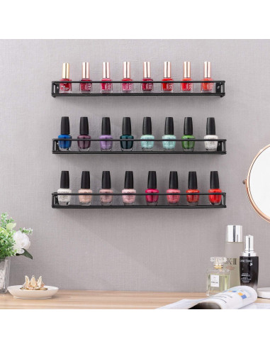 Juego de 3 Estantes de Metal Negro MyGift para Cocina y Cosméticos