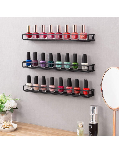 Juego de 3 Estantes de Metal Negro MyGift para Cocina y Cosméticos