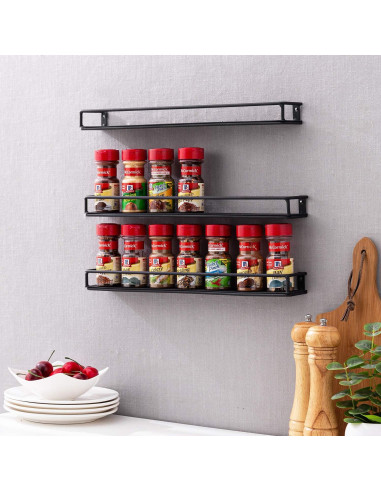 Juego de 3 Estantes de Metal Negro MyGift para Cocina y Cosméticos