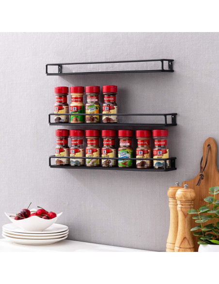 Juego de 3 Estantes de Metal Negro MyGift para Cocina y Cosméticos