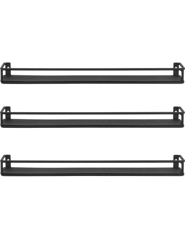 Juego de 3 Estantes de Metal Negro MyGift para Cocina y Cosméticos