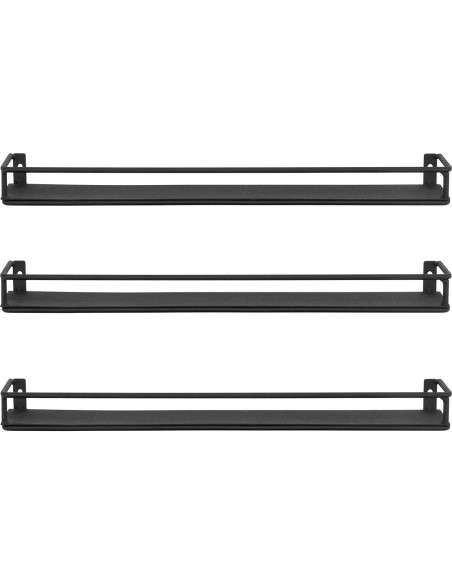 Juego de 3 Estantes de Metal Negro MyGift para Cocina y Cosméticos