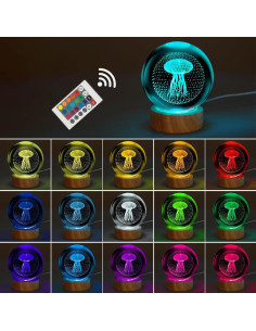 Luz Nocturna 3D Medusa WMBDL con Control Remoto LED 2