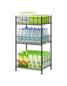 Organizador de Botellas de Agua ETELI 3 Niveles Metal Negro