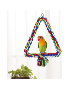 Columpio Triangular para Aves Wontee - Juguete Colorido S 15x18 cm 2