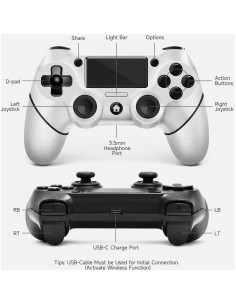 Paquete de 2 Controladores Inalámbricos AceGamer PS4 - Negro y Blanco 2