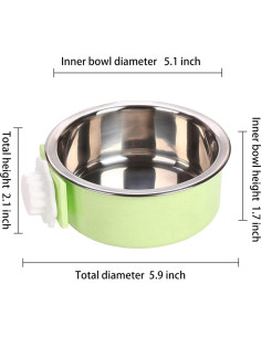 Tazones para jaula de perro QIYADIN 2PCS Acero Inoxidable 15cm 2