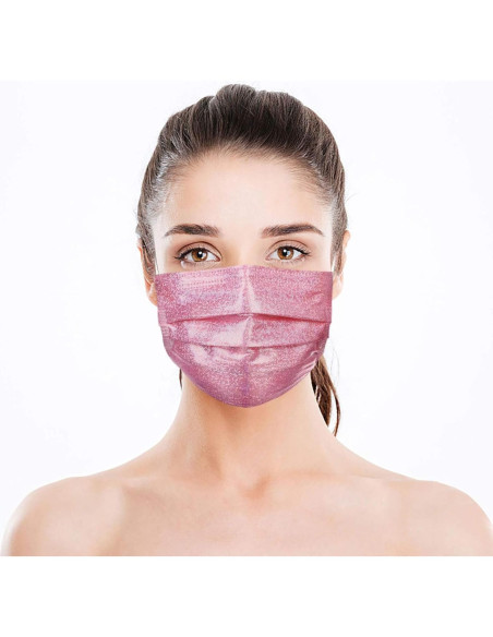 Paquete de 50 Máscaras Faciales Desechables SOGOODED Rosa 3 Capas