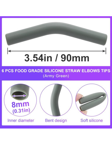 6 Puntas de Silicona Verde Militar HINZIC 8mm Reutilizables