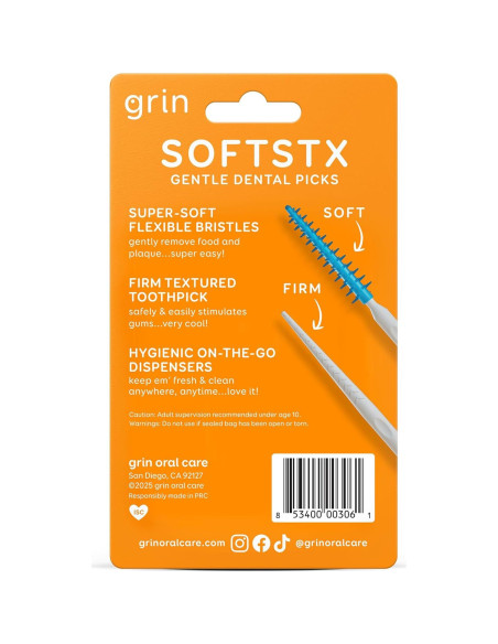 Palillos Dentales Suaves Grin Mint 90 Unidades Cerdas Flexibles