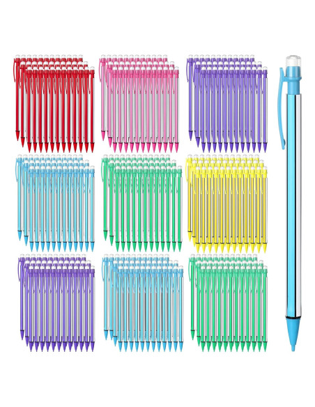 Lápices Mecánicos Colarr 200 Pcs 0.7mm con Borrador Coloridos