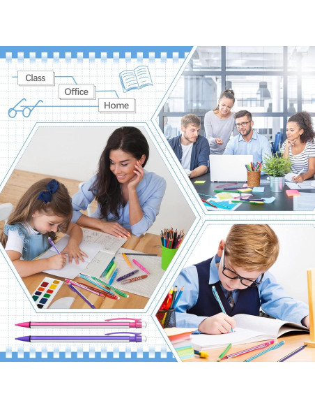 Lápices Mecánicos Colarr 200 Pcs 0.7mm con Borrador Coloridos