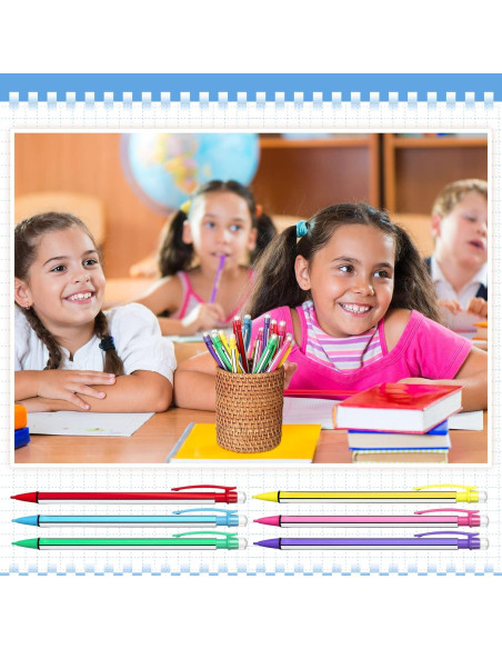 Lápices Mecánicos Colarr 200 Pcs 0.7mm con Borrador Coloridos