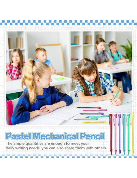 Lápices Mecánicos Colarr 200 Pcs 0.7mm con Borrador Coloridos