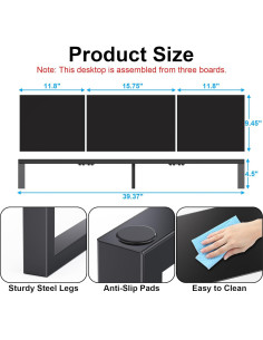 Soporte Doble para Monitor Zimilar de Madera 100cm Negro 2