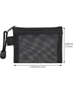 9 Mini Bolsas de Malla con Cierre Aswewamt - Nylon Negro 11x7.5cm 2