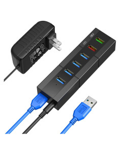 Hub USB 3.0 RAOYI 6 Puertos 24W Carga Rápida Negro