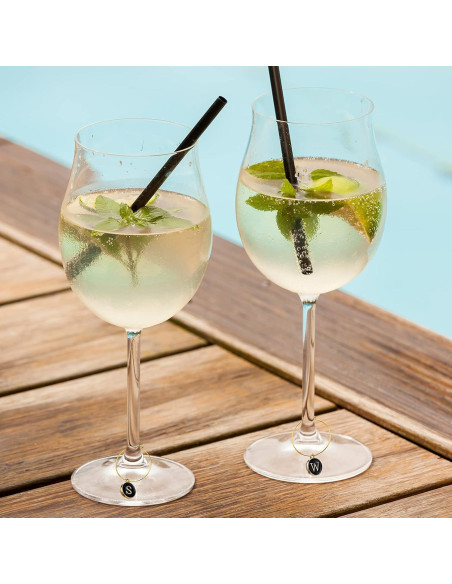 Marcadores de Copas de Vino Hicarer 26 Piezas Letras Cristal