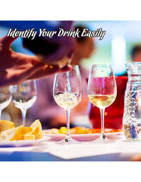 Marcadores de Copas de Vino Hicarer 26 Piezas Letras Cristal