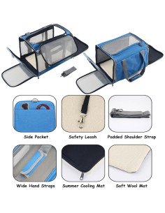 Transportadora de Mascotas Grande SGZN Azul 47x30x30cm 2