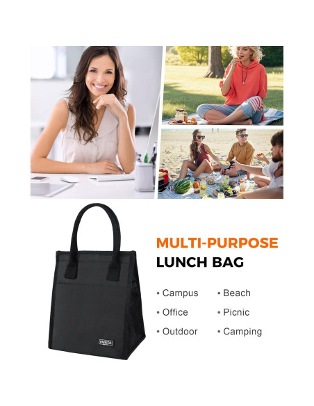 Bolsa Térmica Fmeida Negra 6.75L con Bolsillos para Almuerzo Bolsa Térmica Fmeida Negra 6.75L con Bolsillos para Almuerzo