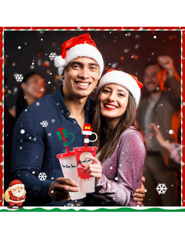 7 Tapas de Paja de Navidad Zasukol Silicona Reutilizables 10mm