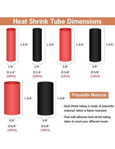 Kit 150 Terminales de Cobre dojobkinb con 80 Tubos Termocontraíbles