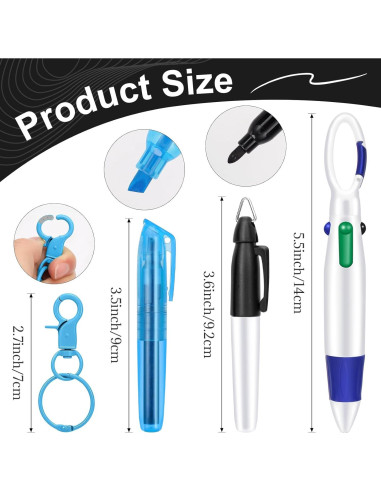 Paquete de 4 bolígrafos resaltadores KINYFY mini azules