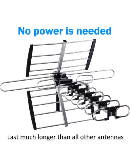 Antena HDTV Exterior Five Star 200 Millas 4K VHF UHF Soporte J Antena HDTV Exterior Five Star 200 Millas 4K VHF UHF Soporte J