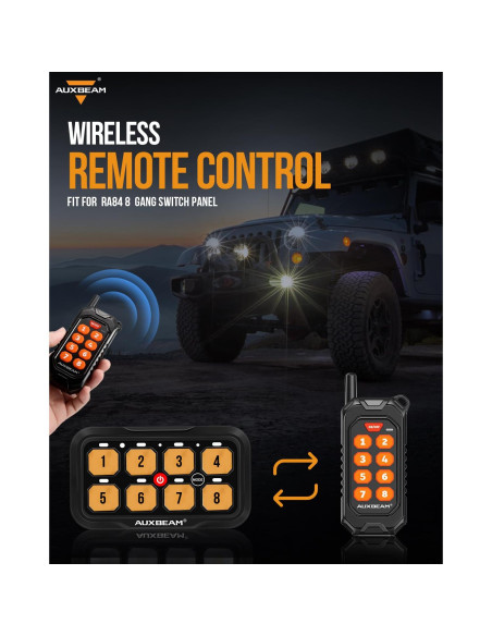 Control Remoto Inalámbrico Auxbeam RC-800 para Panel 8 Gang