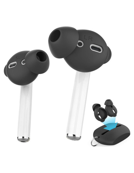 AhaStyle Tapones de Silicona para AirPods - 4 Pares Negro