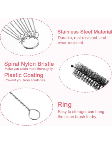 Juego de Cepillos Limpiadores de Pajitas uxcell 21 cm 10 Piezas