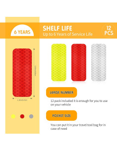 Calcomanías Reflectantes Zonon 12 Piezas 3x8.26 cm Seguridad 2