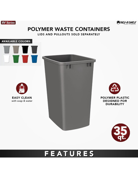 Contenedor de Desechos Rev-A-Shelf Negro 35 Litros