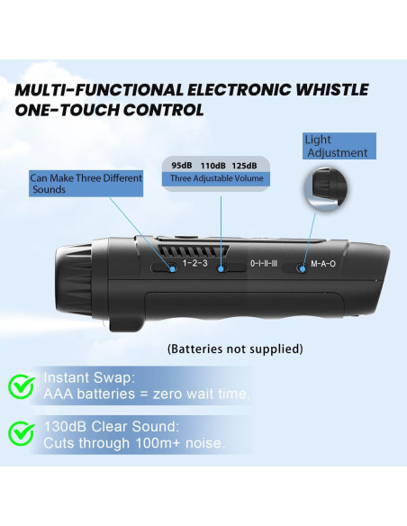 Silbato Electrónico ZHT ARS-17 con Luz LED - 3 Tonos y Volumen Ajustable