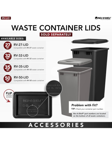 Contenedor de Desechos Rev-A-Shelf Negro 35 Litros