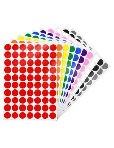 700 Etiquetas Redondas de Puntos de Colores 19 mm YIKIADA