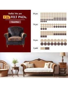 Almohadillas de Fieltro Anti-Rasguños 156pcs Beige y Marrón 2