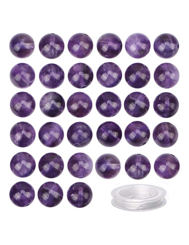 100 Perlas de Amatista 6mm Redondas para Joyería - Perlas Masivas