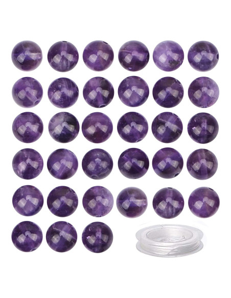 100 Perlas de Amatista 6mm Redondas para Joyería - Perlas Masivas