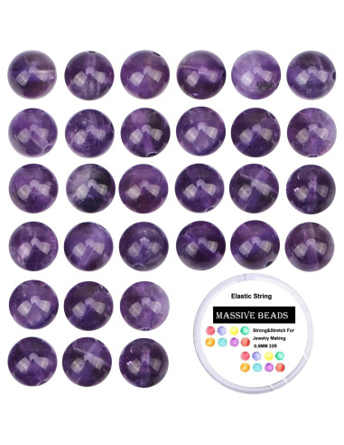 100 Perlas de Amatista 6mm Redondas para Joyería - Perlas Masivas