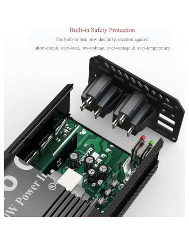 Inversor de Potencia Pro Chaser 400W 12V DC a 220V AC Negro