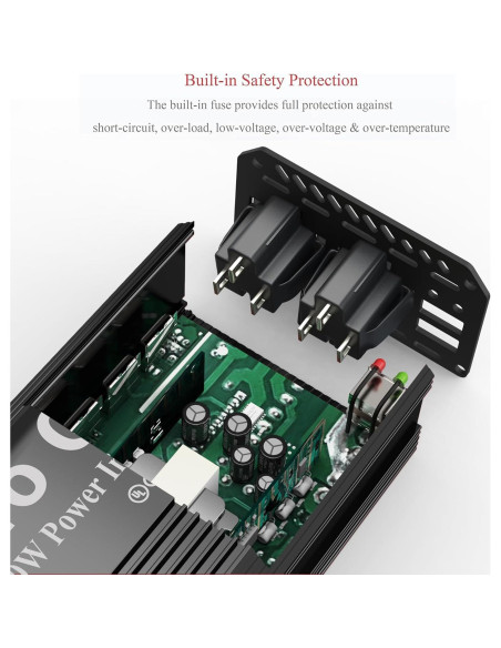 Inversor de Potencia Pro Chaser 400W 12V DC a 220V AC Negro