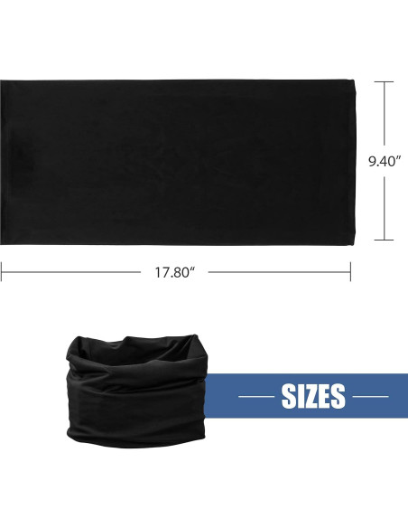 9 Piezas Máscara Facial UV Refrigerante Gaiter Cuello Negro