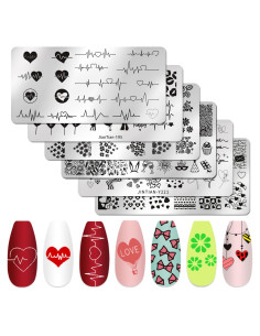 Kit de Estampado de Uñas Corazón DANNEASY 6 Piezas 12x6cm