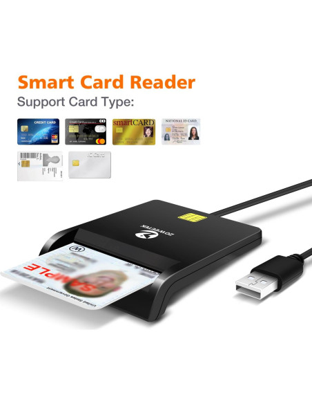 Lector de Tarjetas Inteligentes CAC ZOWEETEK USB Militar DOD
