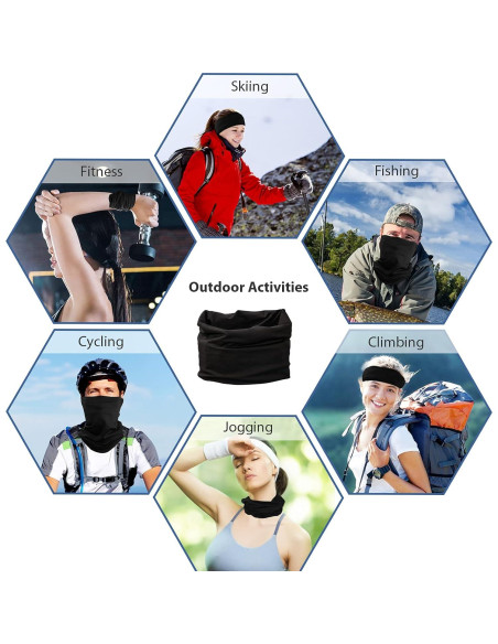 9 Piezas Máscara Facial UV Refrigerante Gaiter Cuello Negro