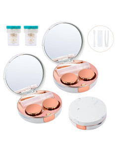 Estuche para Lentes de Contacto 2 Pack Oro Rosa 5 en 1