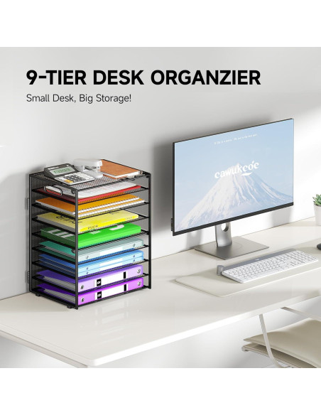Organizador de Escritorio Cawukege 9 Niveles Negro Ajustable