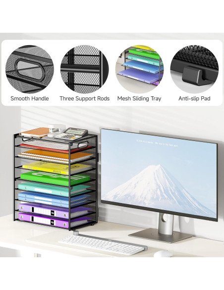 Organizador de Escritorio Cawukege 9 Niveles Negro Ajustable